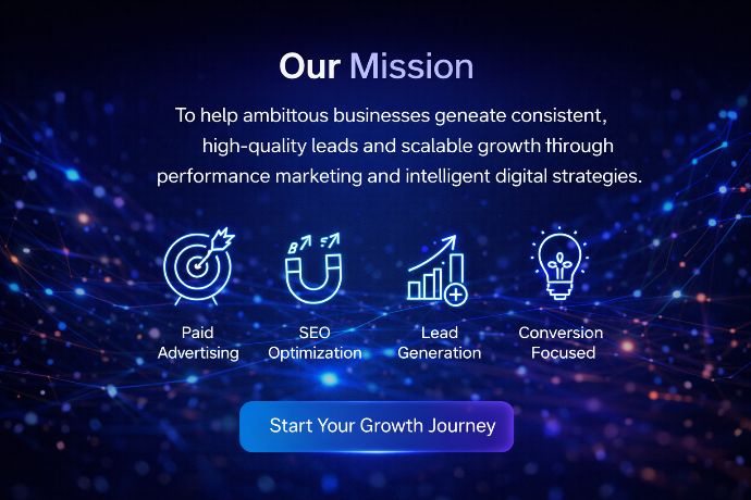 This visual follows the same dark premium style but is more purpose-focused. It highlights GrowthLab Media’s mission through clean typography and subtle glowing UI elements that symbolize progress and forward movement.